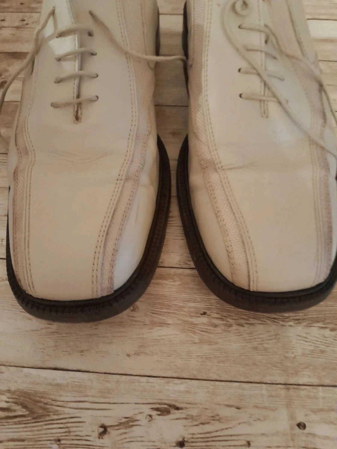 Tênis com cadarço, cor creme, totalmente em couro, Tamanho 40 – photo 3